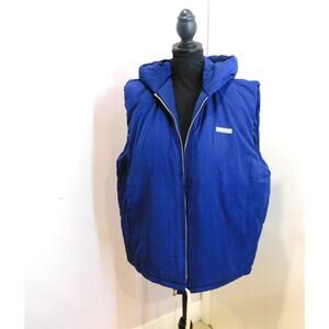 RAWGEAR Mens Insulated Zip Front Puffer Hoodie Vest Navy Double Zipper Large New